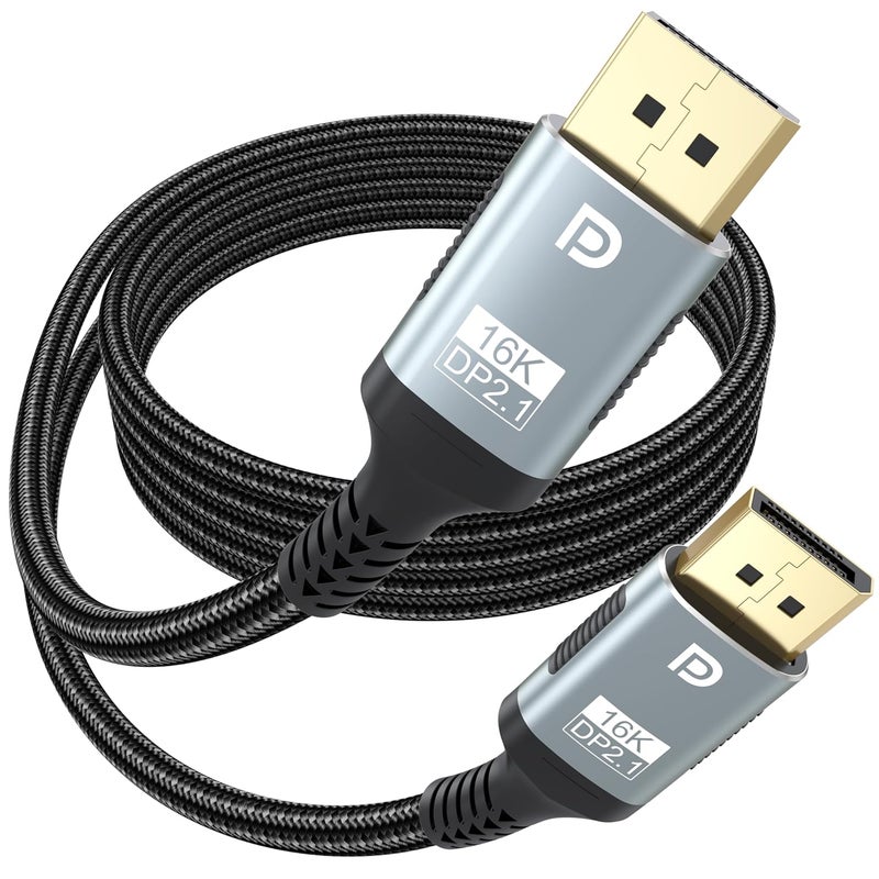 Breilytch Displayport Cable 6.6FT 1-Pack Grey, 16K Display Port 2.1 Cable 80Gbps (16K@60Hz, 8K@240Hz, 4K@240Hz) HDR10, DSC 1.2a DP Cord Compatible with FreeSync G-Sync Gaming Monitor 5090 - Image 1